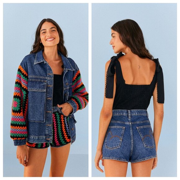 FARM Rio Multicolor Crochet Jean Shorts - Picture 7 of 7